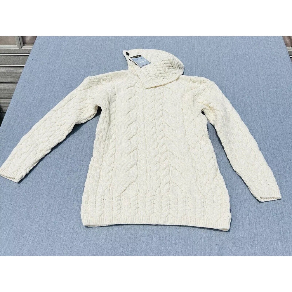 Aran‎ Woolen Mills Sweater w/ Button Neck Merino Ireland B170 367 SML